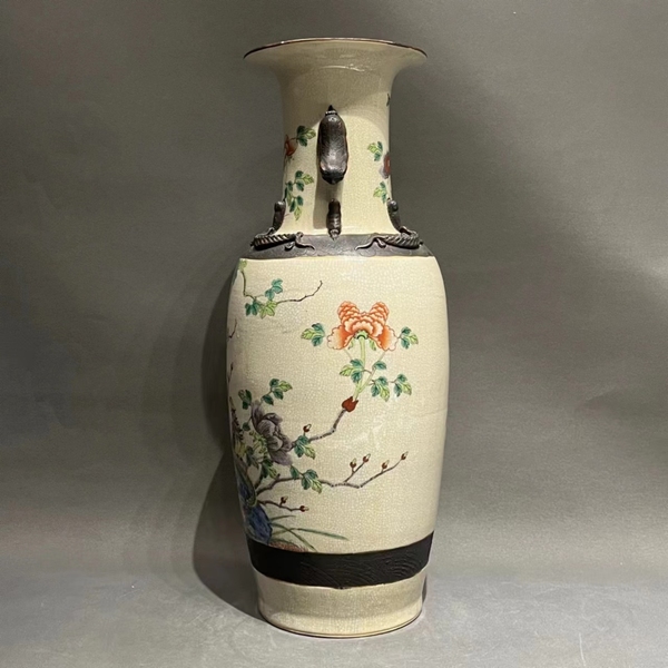 古玩陶瓷哥釉地鐵銹釉五彩瓶拍賣,當(dāng)前價(jià)格8000元