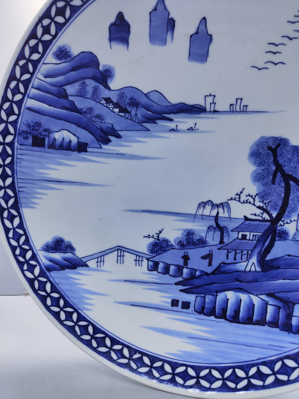 古玩陶瓷青花山水紋盤拍賣,當前價格1999元