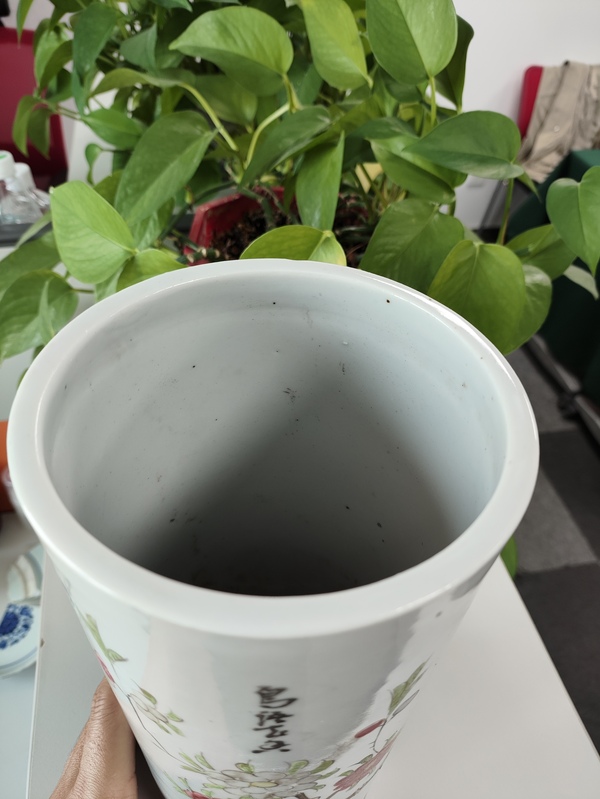古玩陶瓷柳樹黃鶯紋彩繪帽筒拍賣,當前價格580元