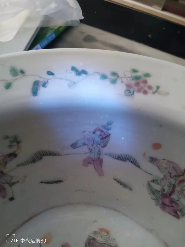 古玩陶瓷清代麒麟粉彩盆拍賣,當前價格12000元