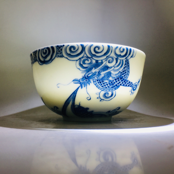 古玩陶瓷(精品收藏級)青花魚化龍紋墩式碗拍賣,當前價格5888元