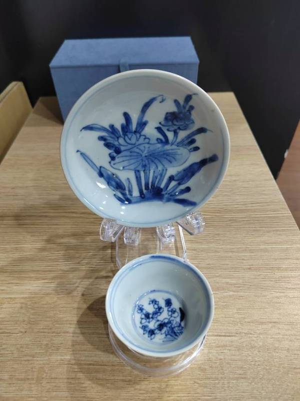 古玩陶瓷清康熙外紫金釉內青花杯盤拍賣,當前價格1888元