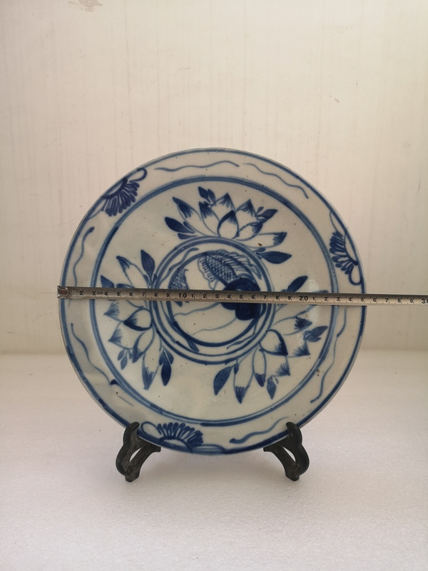 古玩陶瓷魚藻紋青花盤拍賣,當前價格480元