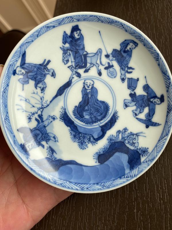 古玩陶瓷人物紋青花杯盤(pán)拍賣(mài)，當(dāng)前價(jià)格4200元