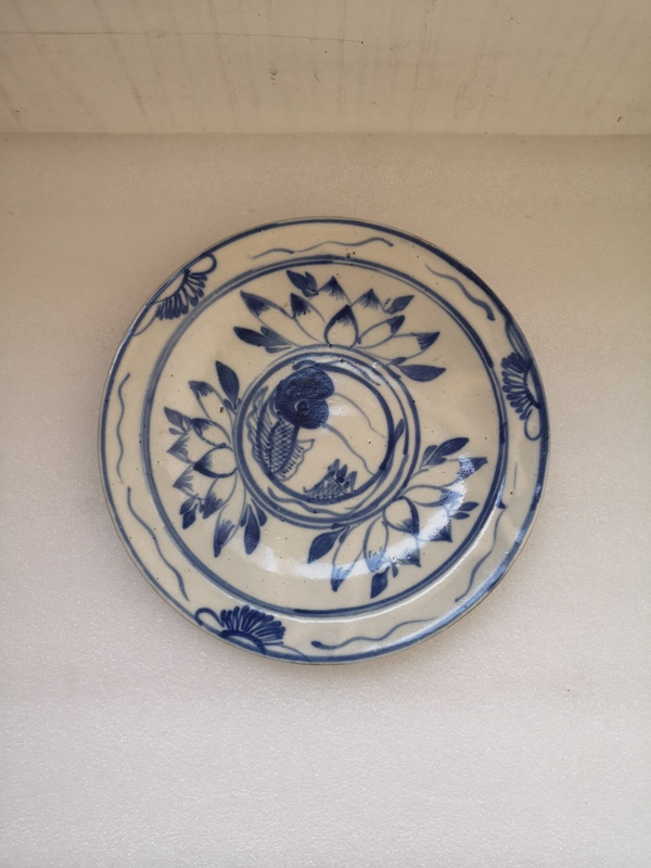 古玩陶瓷魚藻紋青花盤拍賣,當前價格480元