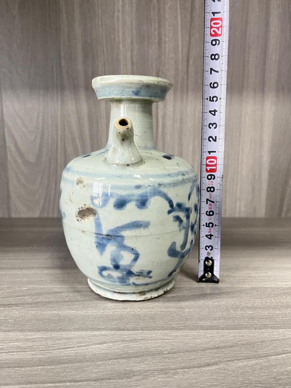 古玩陶瓷明崇禎 青花花卉紋花澆拍賣,當前價格600元
