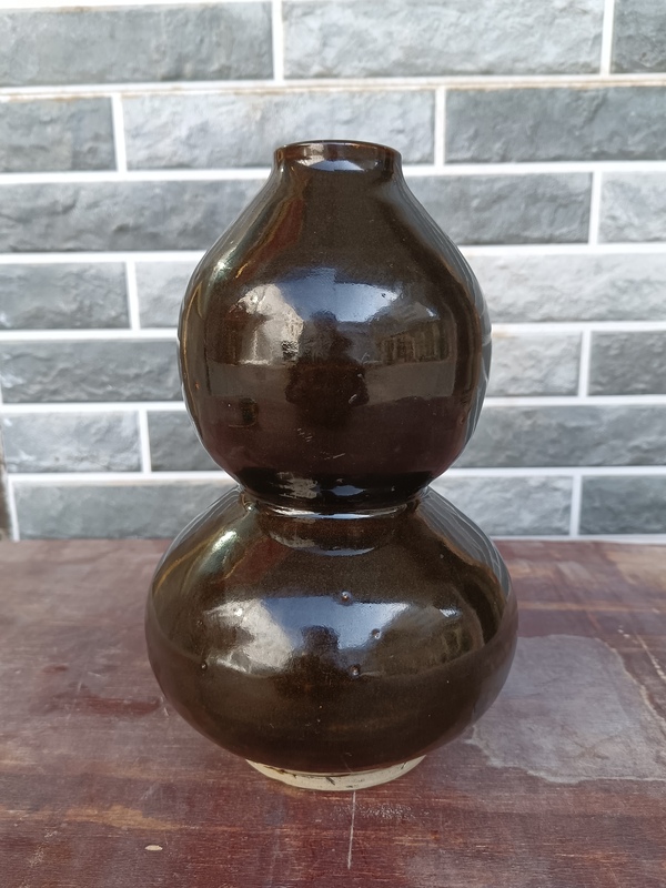 古玩陶瓷磁州窯黑釉葫蘆瓶拍賣,當前價格980元