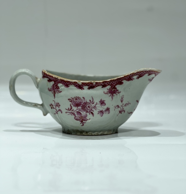 古玩陶瓷胭脂紅彩折枝花卉爵杯拍賣,當前價格1600元