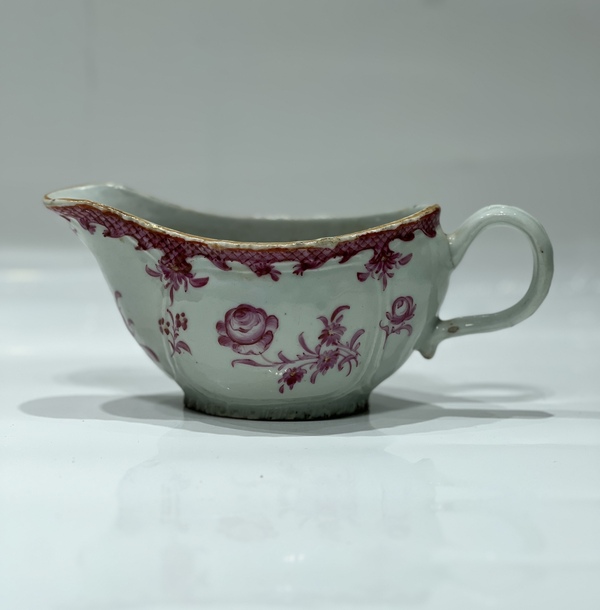 古玩陶瓷胭脂紅彩折枝花卉爵杯拍賣,當前價格1600元