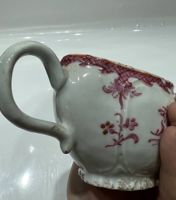 古玩陶瓷胭脂紅彩折枝花卉爵杯拍賣,當前價格1600元