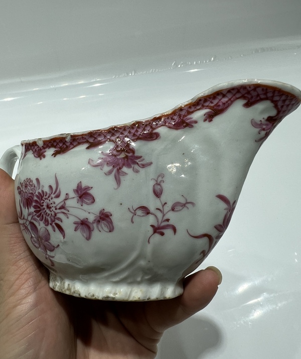 古玩陶瓷胭脂紅彩折枝花卉爵杯拍賣,當前價格1600元