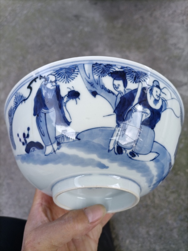古玩陶瓷青花三星高照圖碗拍賣,當前價格260元