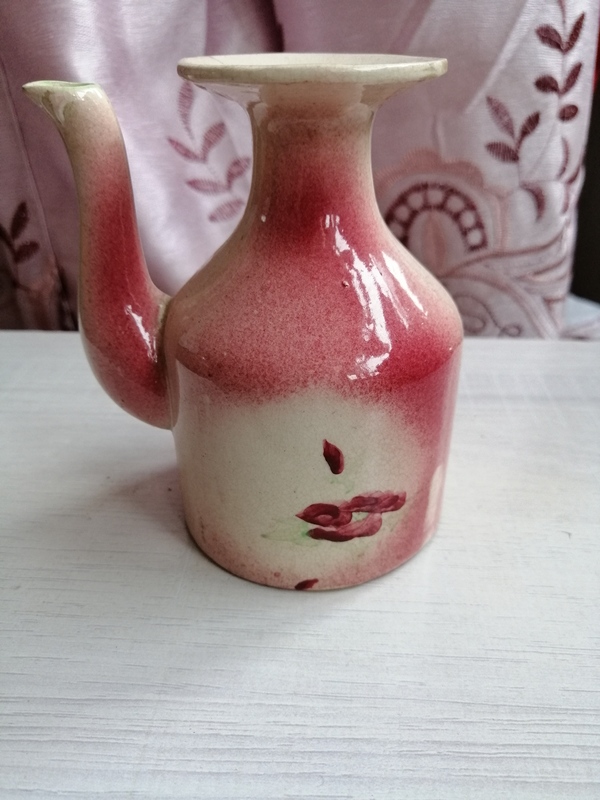 古玩陶瓷吹紅釉無柄壺拍賣,當前價格238元