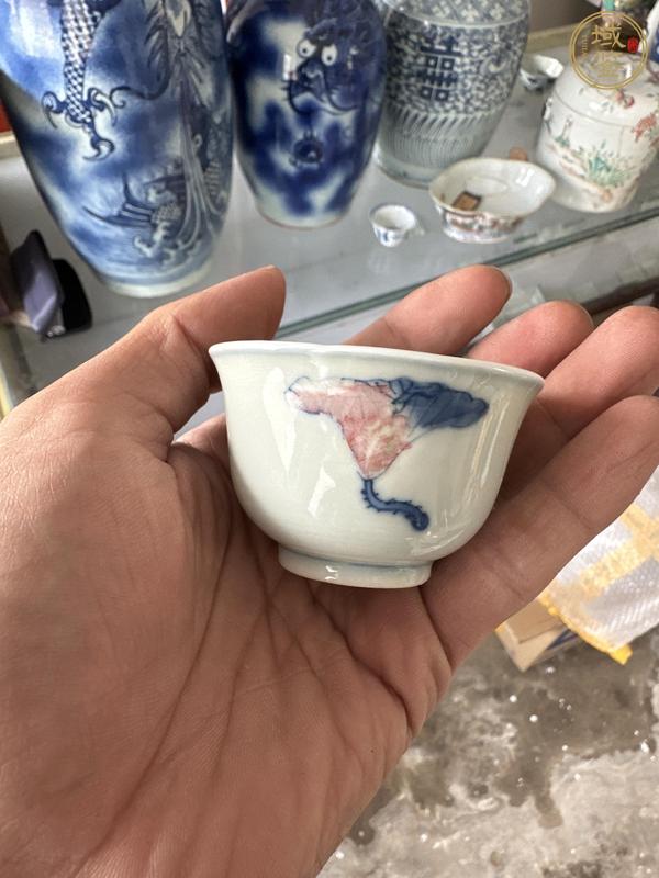古玩陶瓷清晚·青花釉里紅螃蟹紋杯真品鑒賞圖