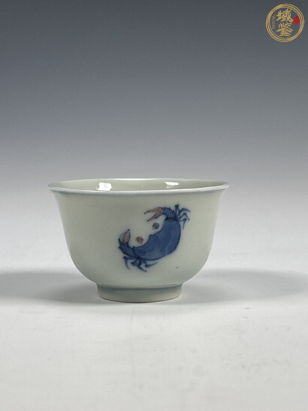 古玩清晚·青花釉里紅螃蟹紋杯真品鑒賞圖