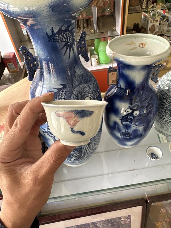 古玩陶瓷清晚·青花釉里紅螃蟹紋杯真品鑒賞圖