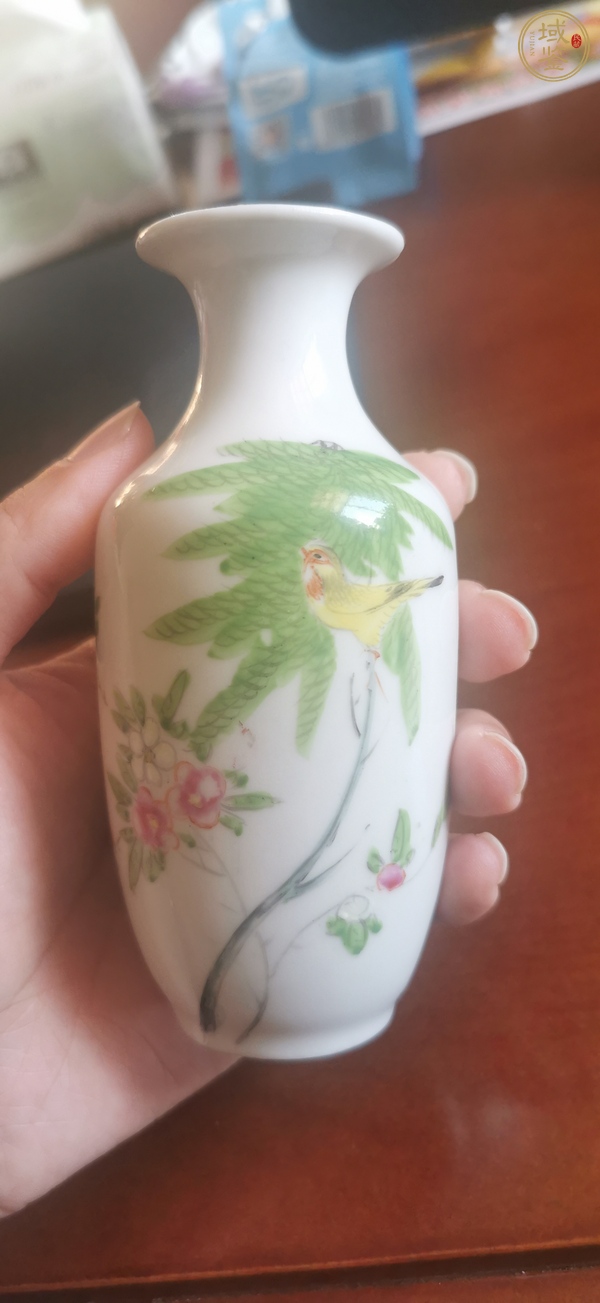 古玩陶瓷粉彩花鳥瓶真品鑒賞圖