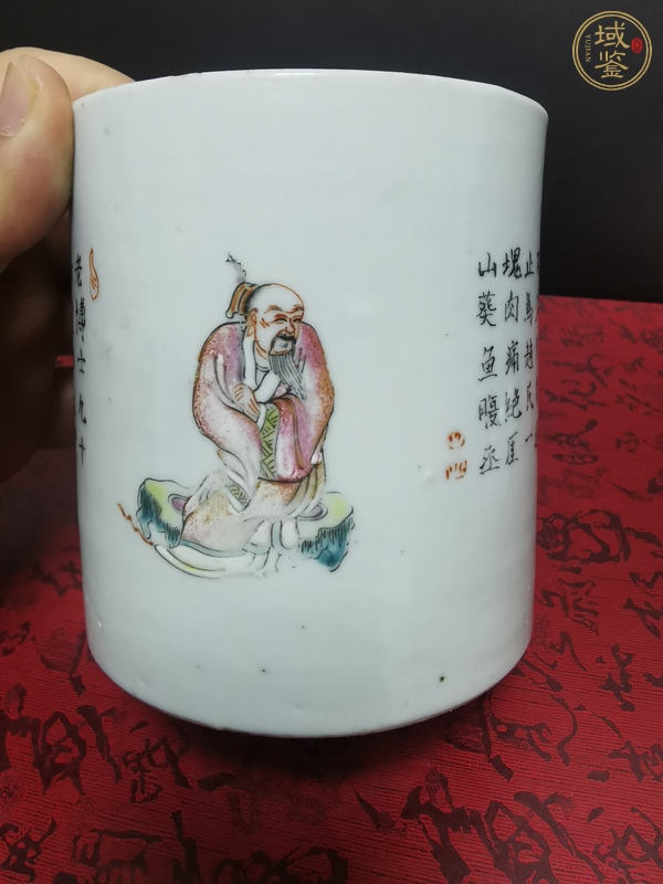 古玩陶瓷粉彩無雙譜人物馬克杯真品鑒賞圖