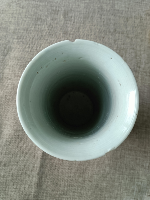 古玩陶瓷青花冰梅開窗博古紋花觚拍賣,當前價格1200元
