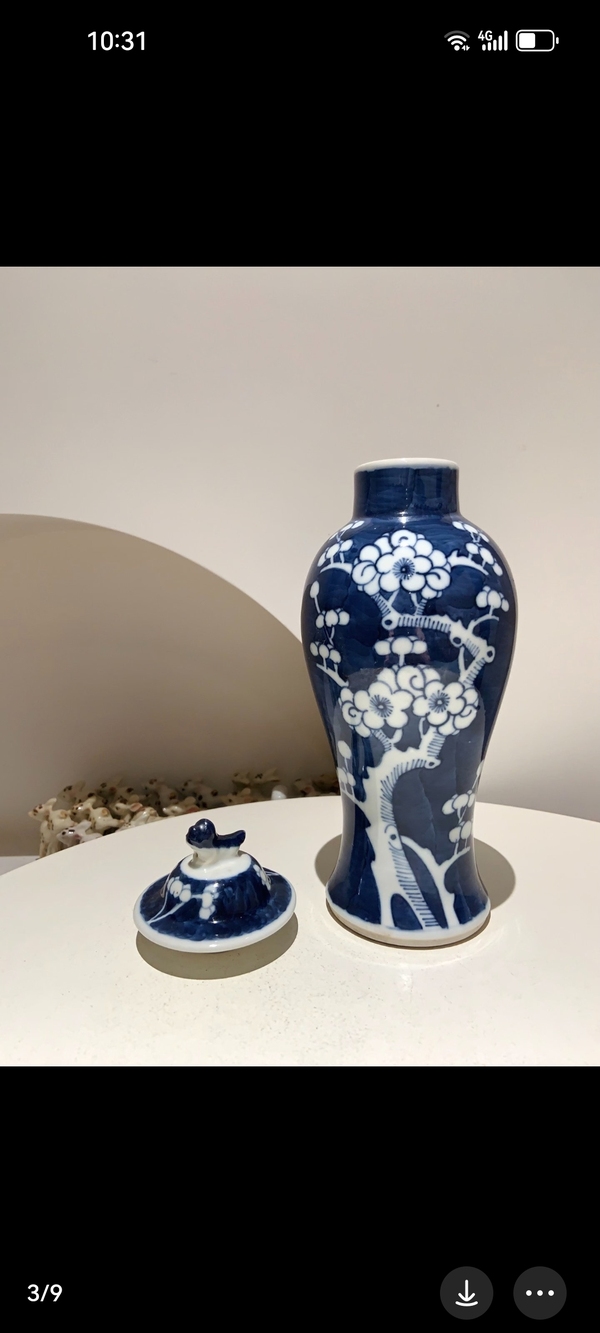 古玩陶瓷青花留白冰梅紋蓋瓶拍賣(mài),當(dāng)前價(jià)格3899元