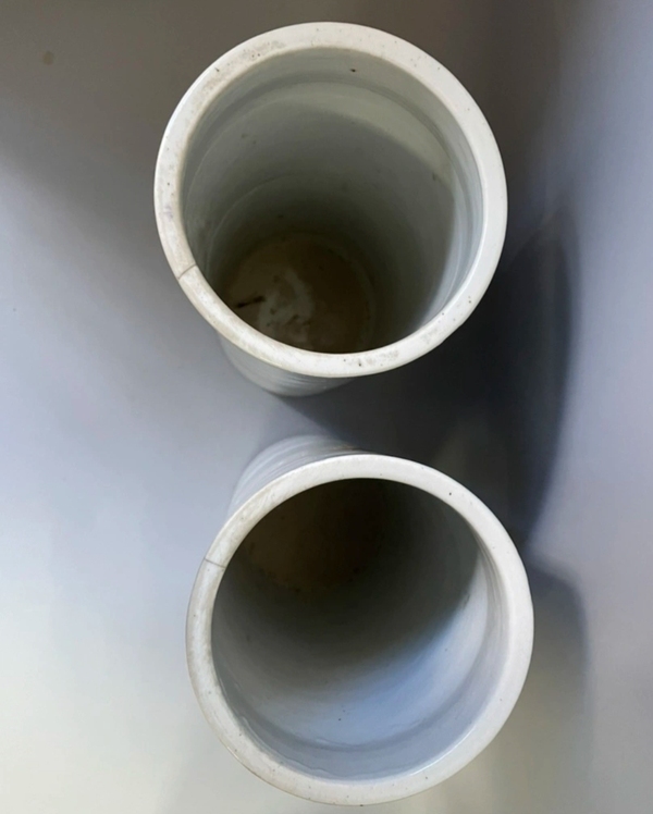 古玩陶瓷清末名家汪鼎順精品粉彩花鳥花卉紋帽筒一對拍賣,當前價格1980元