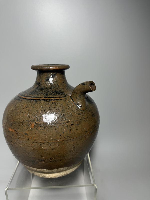古玩陶瓷磁州窯褐釉花澆拍賣,當前價格500元