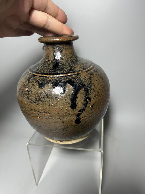 古玩陶瓷磁州窯褐釉花澆拍賣,當前價格500元