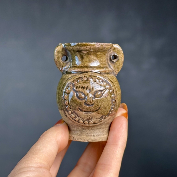 古玩陶瓷青釉獸面紋雙系瓶拍賣,當前價格588元