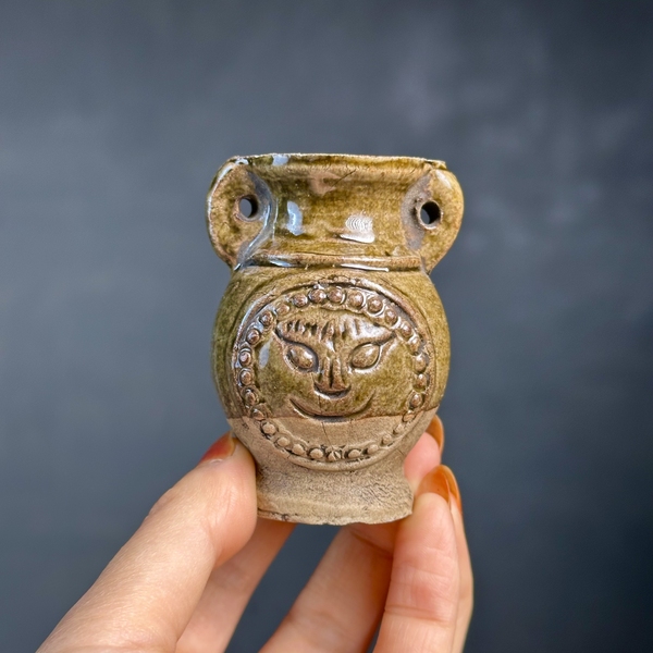 古玩陶瓷青釉獸面紋雙系瓶拍賣,當前價格588元