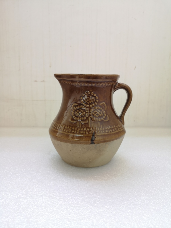 古玩陶瓷褐釉印花執壺拍賣,當前價格450元