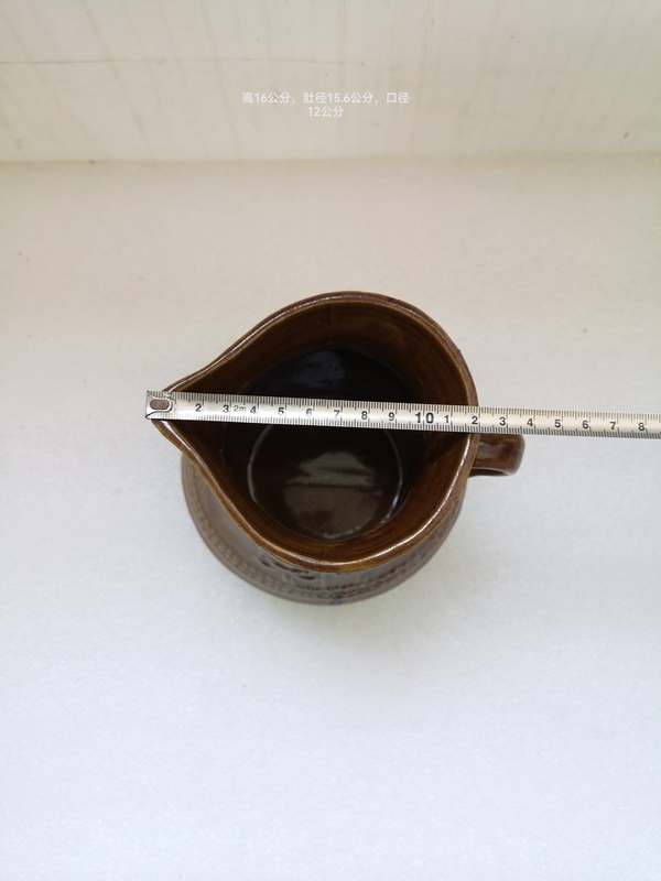 古玩陶瓷褐釉印花執壺拍賣,當前價格450元