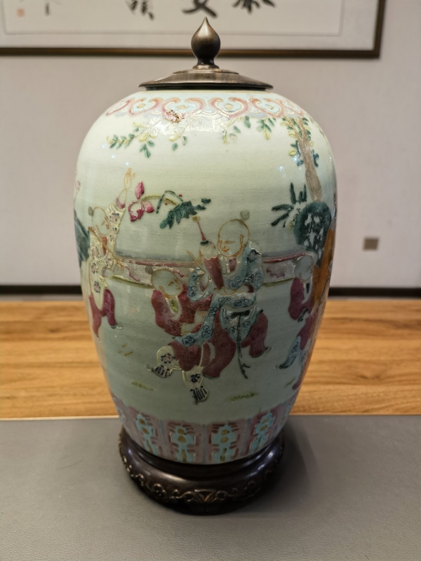 古玩轉(zhuǎn)賣道光粉彩仕女?huà)霊驁D冬瓜罐拍賣，當(dāng)前價(jià)格0元