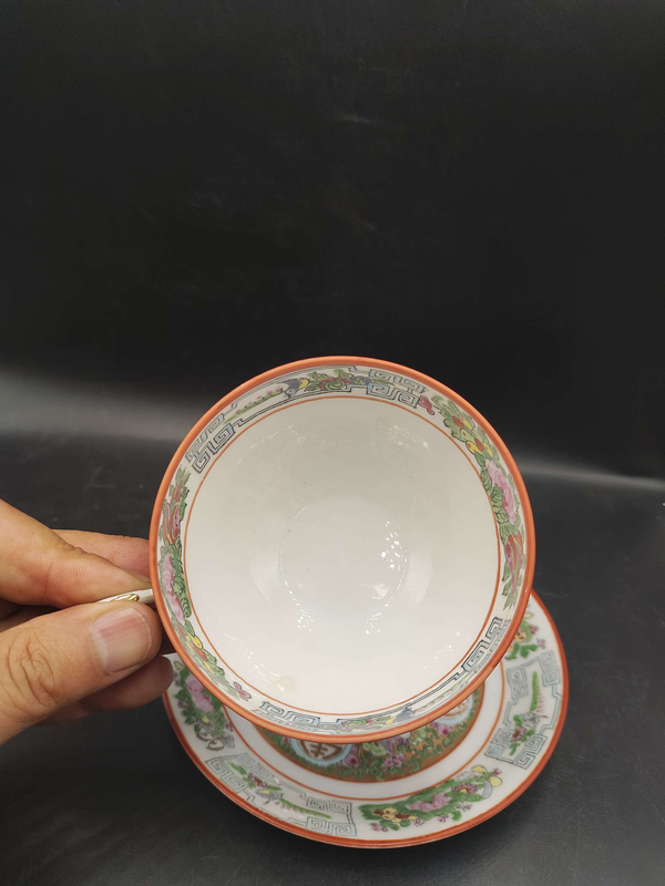 古玩陶瓷清末民初廣彩福壽紋杯碟拍賣,當前價格0元