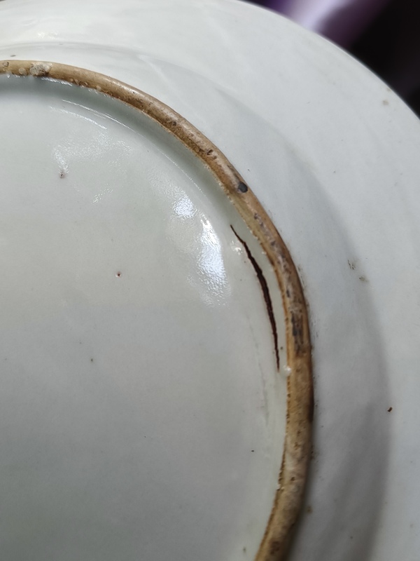 古玩陶瓷民國瓔珞紋青花盤拍賣,當前價格200元