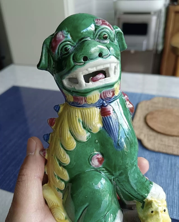 古玩陶瓷素三彩獅子擺件拍賣,當前價格800元