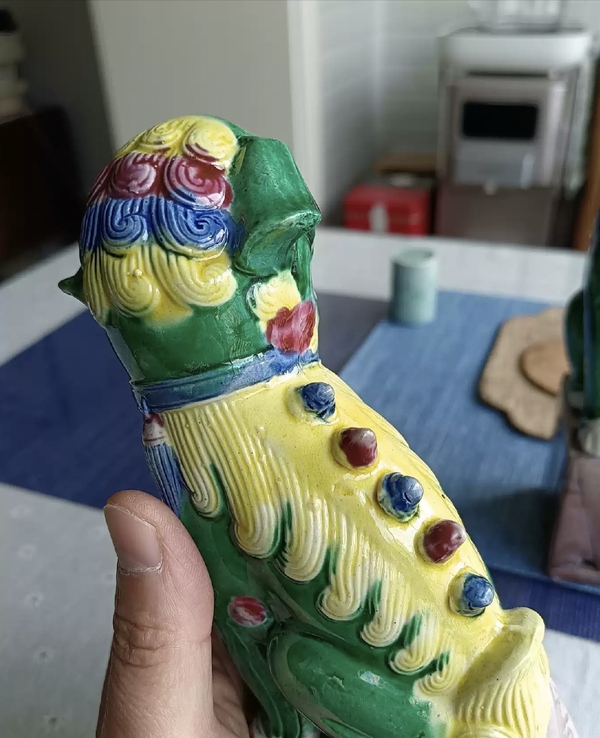 古玩陶瓷素三彩獅子擺件拍賣,當前價格800元