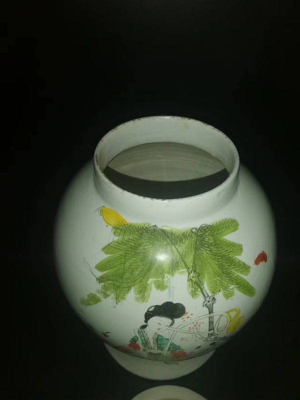 古玩陶瓷粉彩教子圖人物紋將軍罐拍賣,當(dāng)前價格8600元
