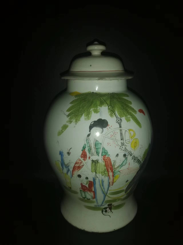 古玩陶瓷粉彩教子圖人物紋將軍罐拍賣,當(dāng)前價格8600元