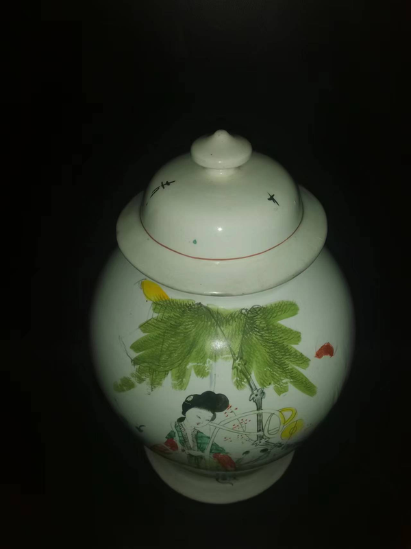 古玩陶瓷粉彩教子圖人物紋將軍罐拍賣,當(dāng)前價格8600元