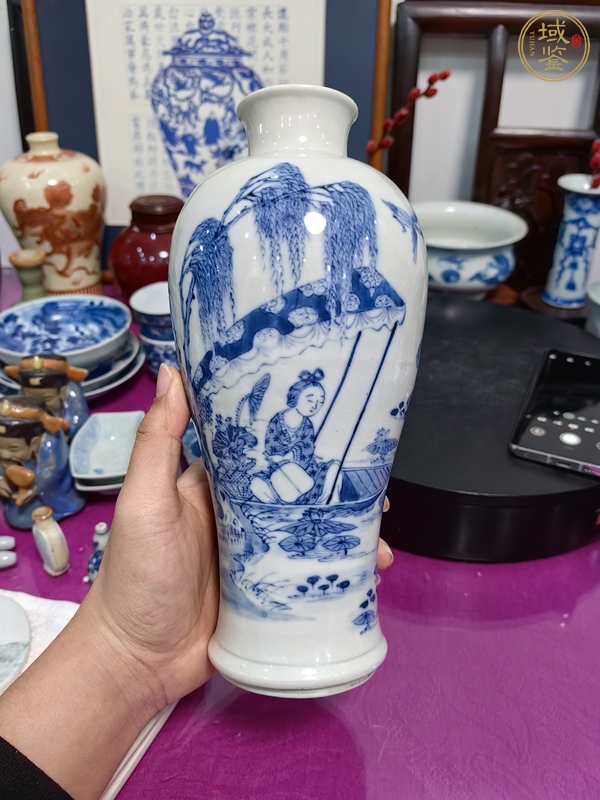 古玩陶瓷光緒青花人物梅瓶真品鑒賞圖