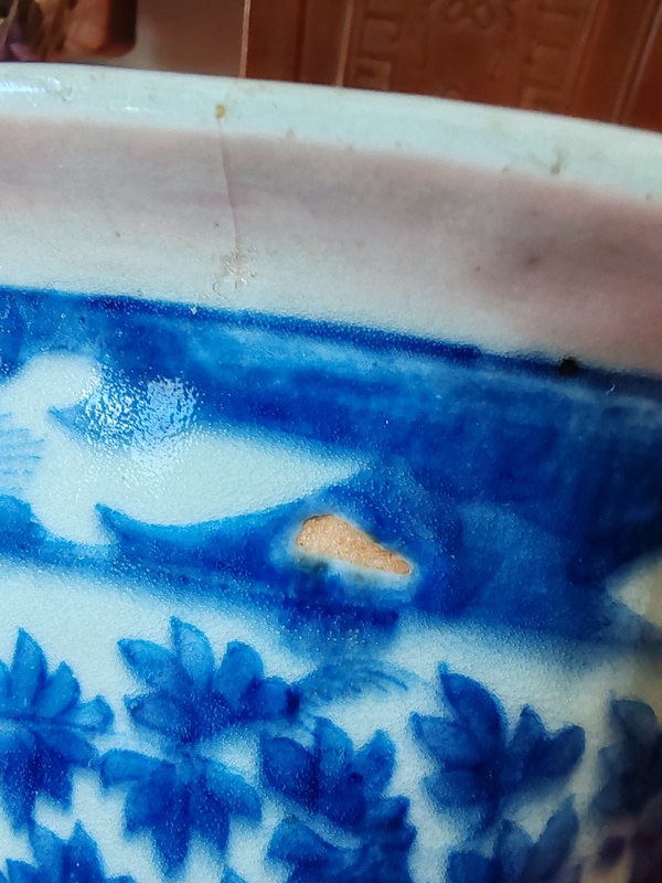 古玩陶瓷清中青花花卉花盆拍賣,當前價格2500元