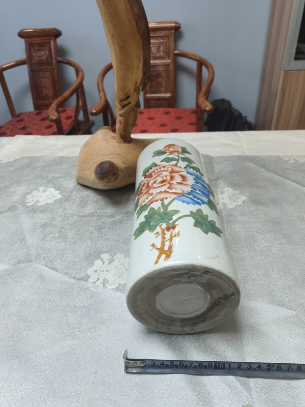 古玩陶瓷民國彩繪牡丹花紋帽筒拍賣,當前價格980元
