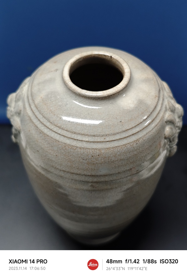 古玩陶瓷宋 青白釉獅耳罐拍賣,當(dāng)前價(jià)格5800元
