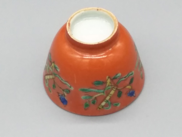 古玩陶瓷【清晚期·養眼珊 瑚 紅粉彩八仙杯】拍賣,當前價格488元