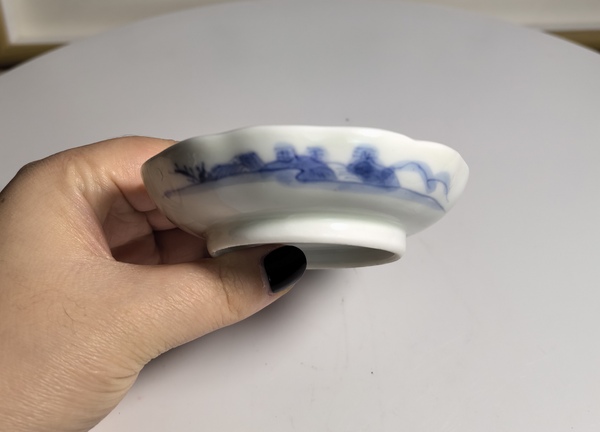 古玩陶瓷清晚期 青花山水人物高士圖盤拍賣,當前價格260元