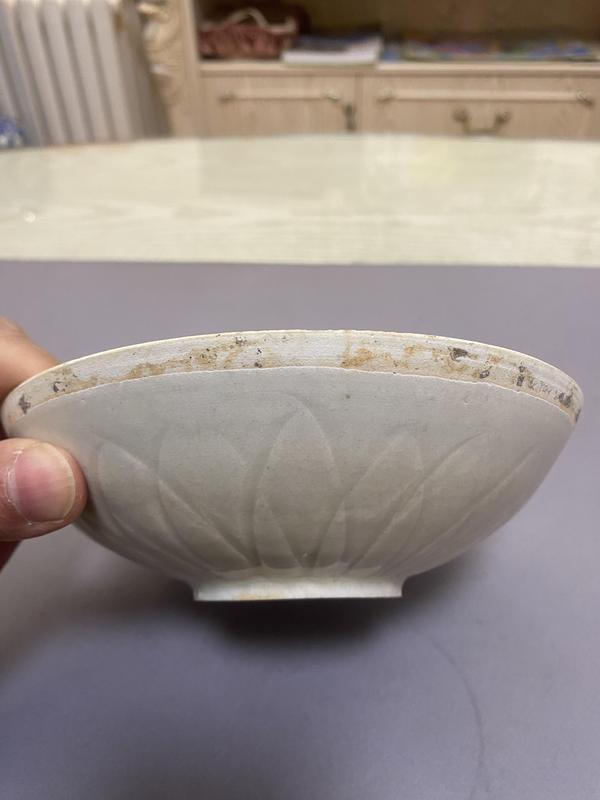 古玩陶瓷青白釉刻仰蓮紋面包碗,平臺不允許估價拍賣,當前價格2600元