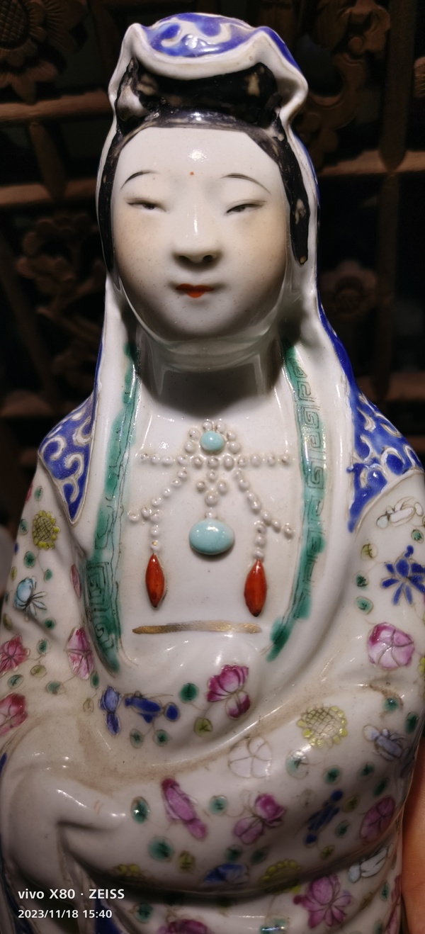 古玩陶瓷粉彩觀音塑像拍賣,當(dāng)前價格15000元