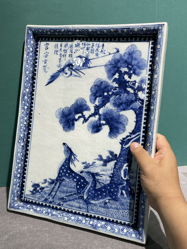 古玩陶瓷清代宣統(tǒng)青花瓷板拍賣,當(dāng)前價(jià)格68000元