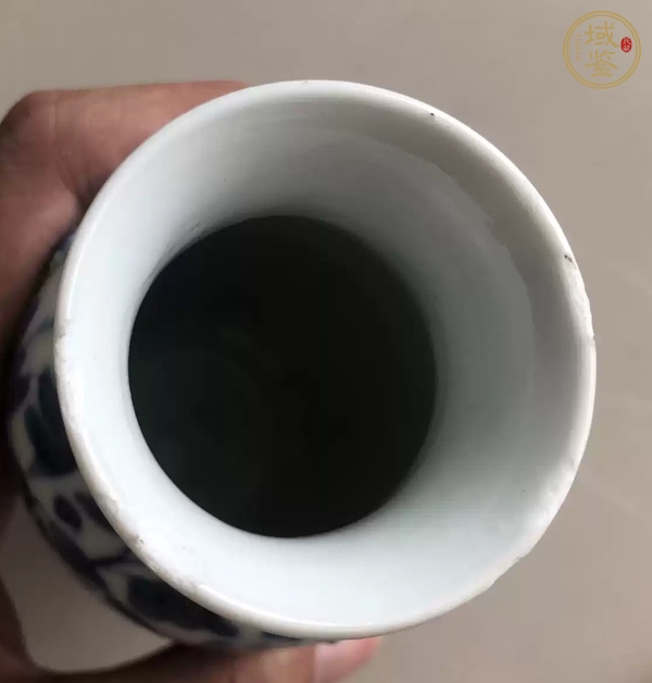 古玩陶瓷晚清·青花纏枝花卉紋雙耳瓶真品鑒賞圖