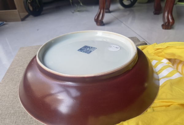 古玩陶瓷祭紅釉盤拍賣,當前價格12666元